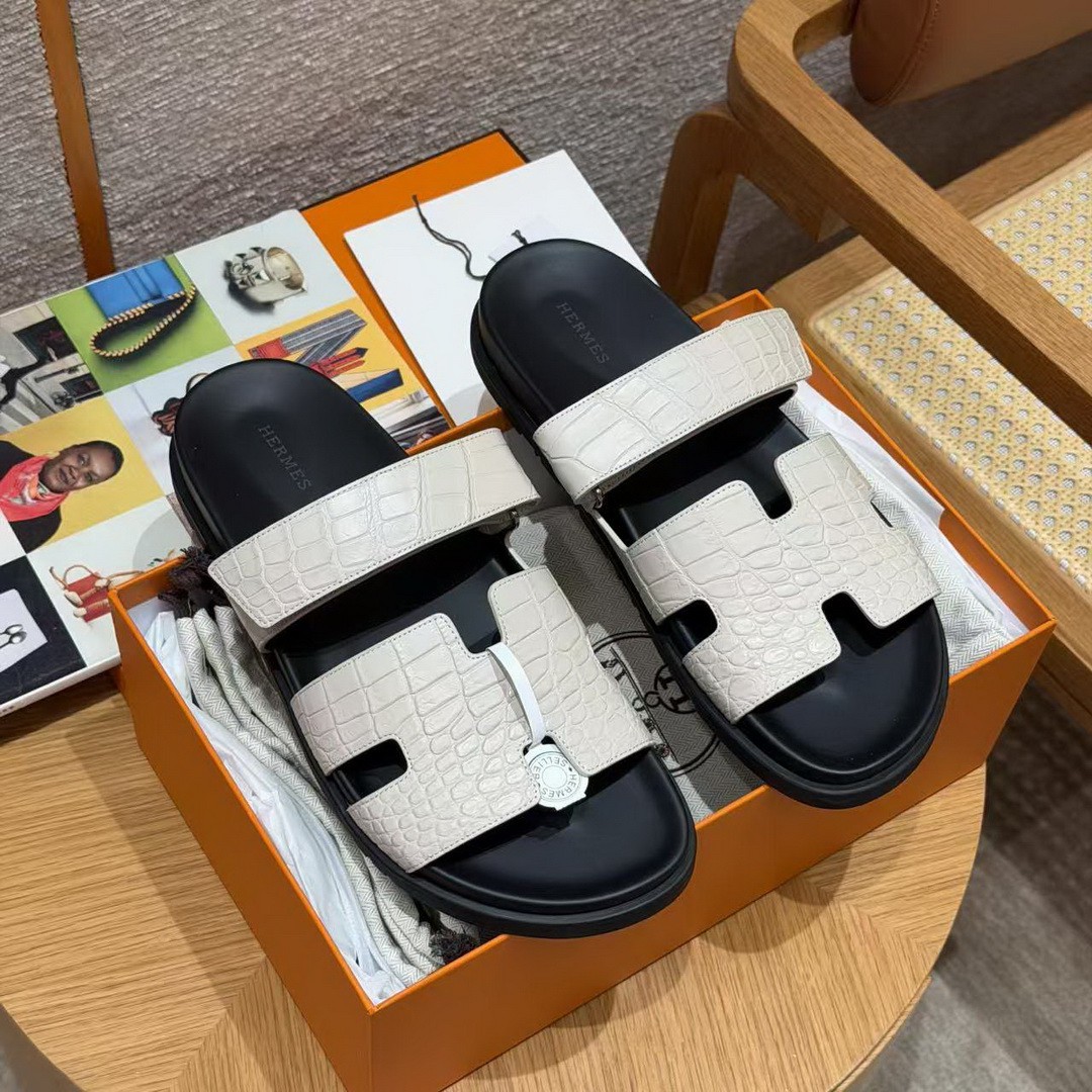 Hermes Chypre Sandal Men Techno-sandal Matte Mississippiensis Alligator Beton - Image 3