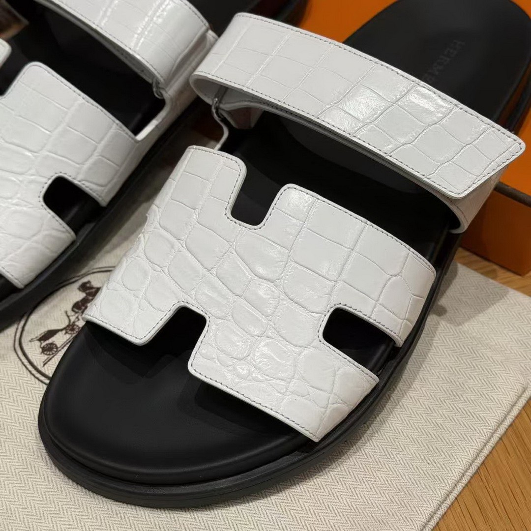 Hermes Chypre Sandal Men Techno-sandal Matte Mississippiensis Alligator Blanc - Image 2