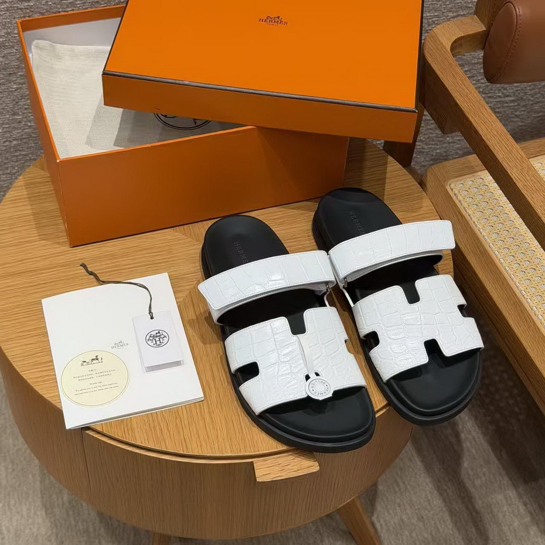 Hermes Chypre Sandal Men Techno-sandal Matte Mississippiensis Alligator Blanc - Image 6