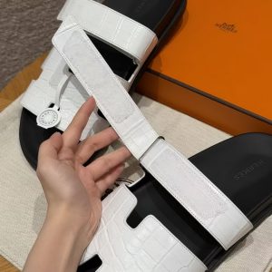 Hermes Chypre Sandal Men Techno-sandal Matte Mississippiensis Alligator Blanc - Image 4