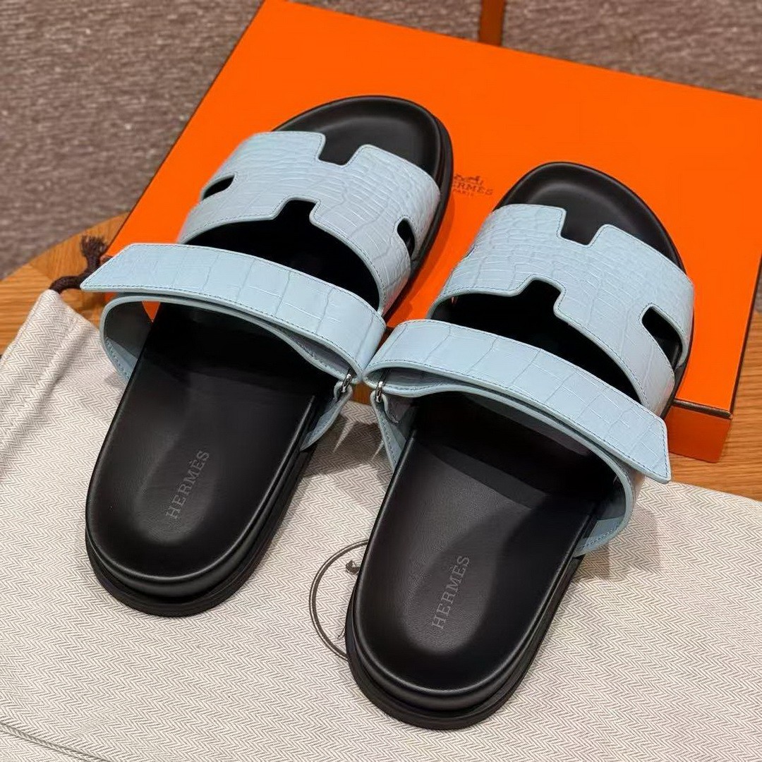 Hermes Chypre Sandal Men Techno-sandal Matte Mississippiensis Alligator Blue Pale - Image 2