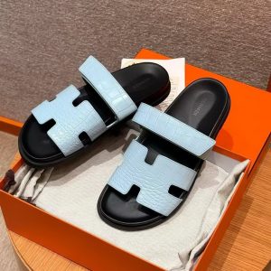 Hermes Chypre Sandal Men Techno-sandal Matte Mississippiensis Alligator Blue Pale - Image 6