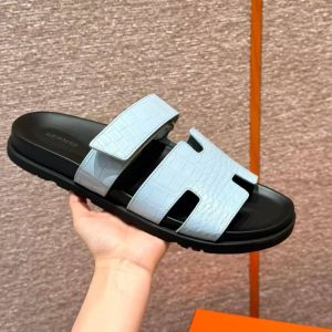 Hermes Chypre Sandal Men Techno-sandal Matte Mississippiensis Alligator Blue Pale - Image 5