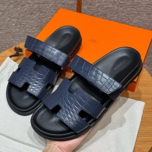 Alternative view of Hermes Chypre Sandal Men Techno-sandal Matte Mississippiensis Alligator Blue Saphir