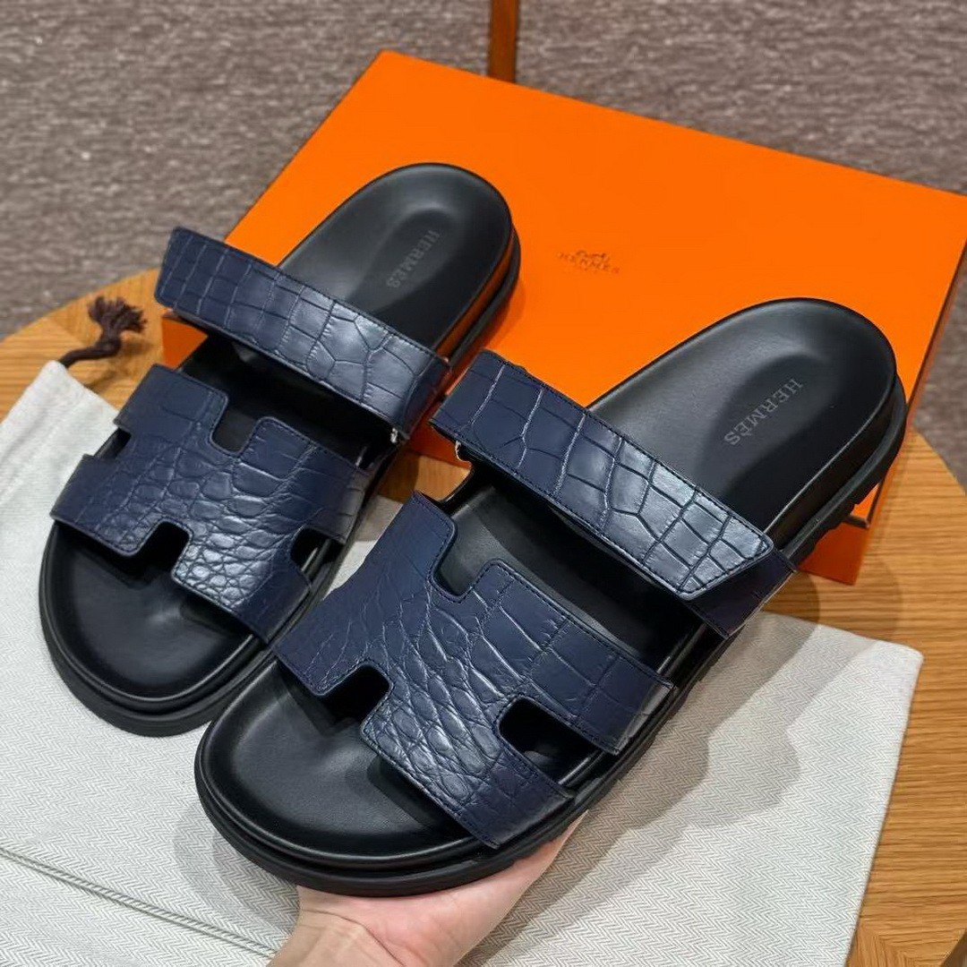 Hermes Chypre Sandal Men Techno-sandal Matte Mississippiensis Alligator Blue Saphir - Image 2