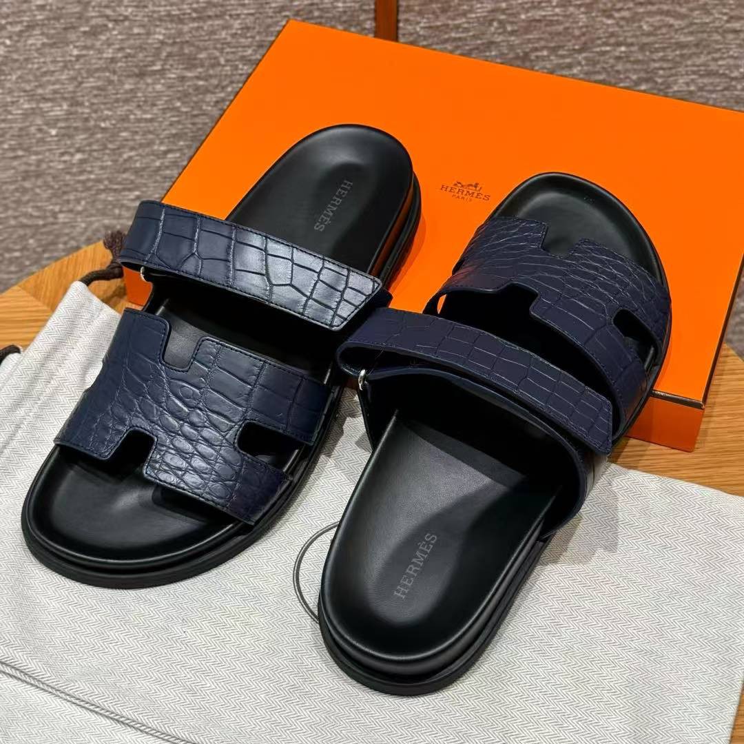Hermes Chypre Sandal Men Techno-sandal Matte Mississippiensis Alligator Blue Saphir - Image 12