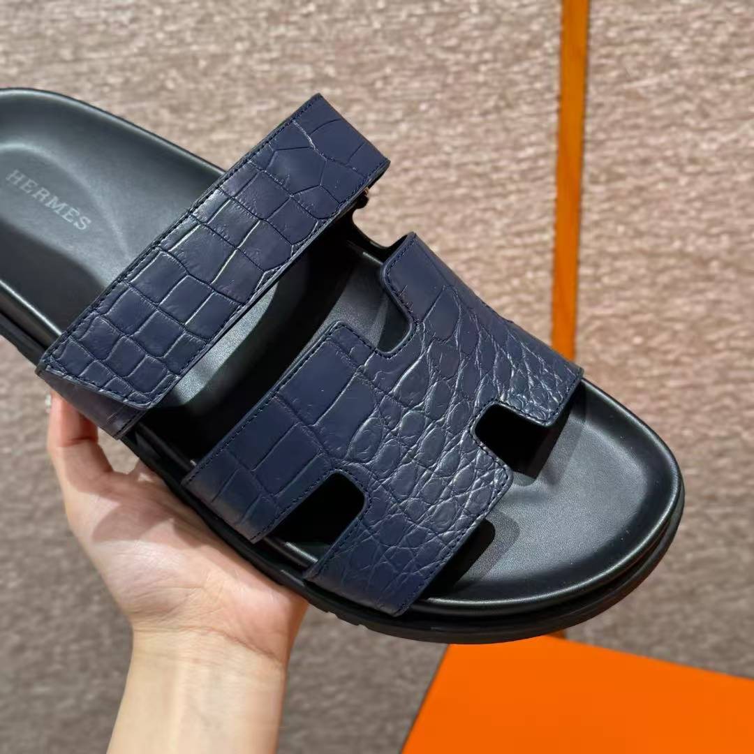 Hermes Chypre Sandal Men Techno-sandal Matte Mississippiensis Alligator Blue Saphir - Image 11