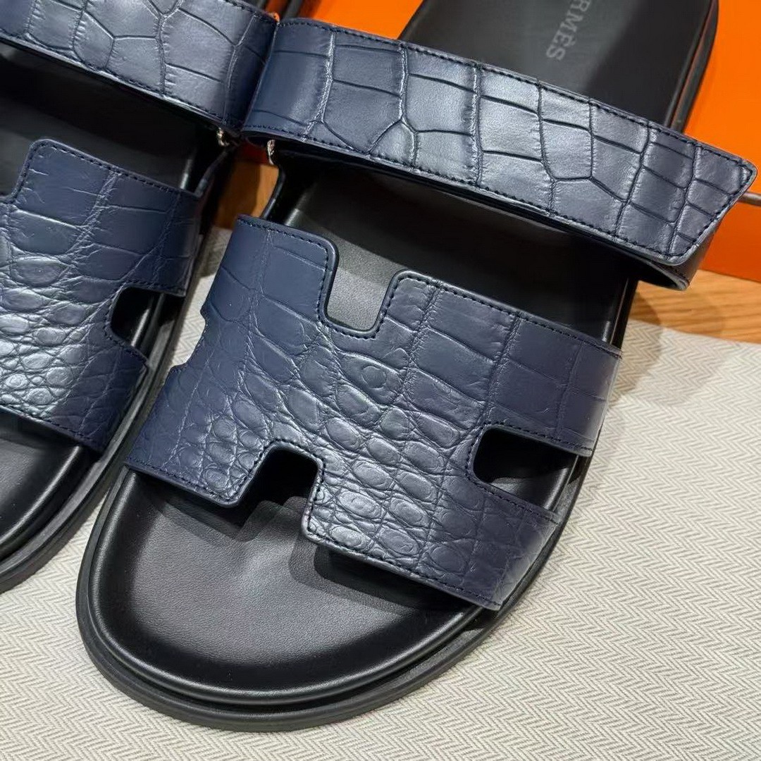 Hermes Chypre Sandal Men Techno-sandal Matte Mississippiensis Alligator Blue Saphir - Image 10