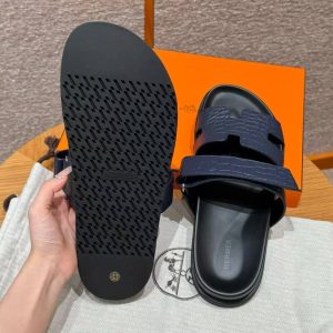 Hermes Chypre Sandal Men Techno-sandal Matte Mississippiensis Alligator Blue Saphir - Image 9