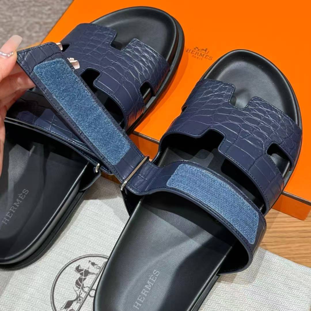 Hermes Chypre Sandal Men Techno-sandal Matte Mississippiensis Alligator Blue Saphir - Image 7