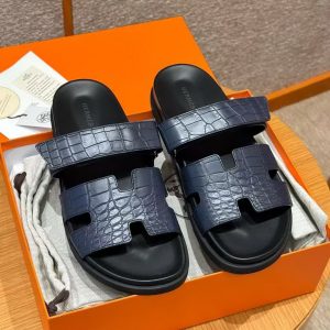 Hermes Chypre Sandal Men Techno-sandal Matte Mississippiensis Alligator Blue Saphir - Image 4