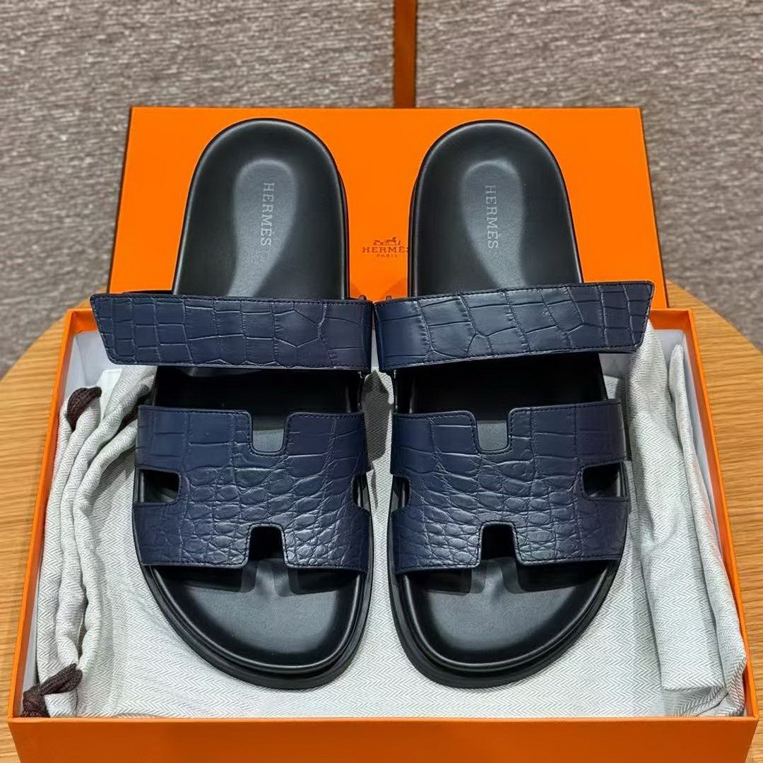 Hermes Chypre Sandal Men Techno-sandal Matte Mississippiensis Alligator Blue Saphir - Image 3
