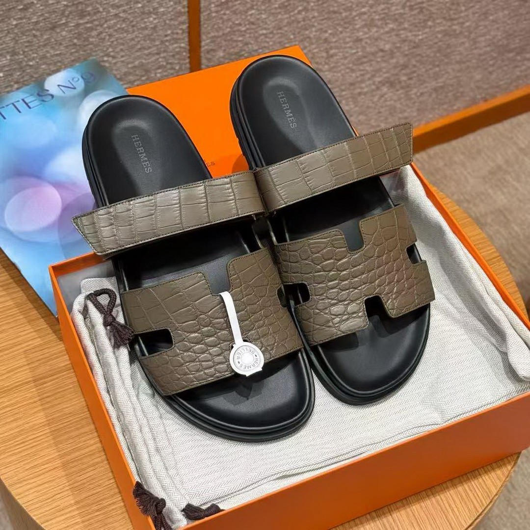 Hermes Chypre Sandal Men Techno-sandal Matte Mississippiensis Alligator Etoupe - Image 2