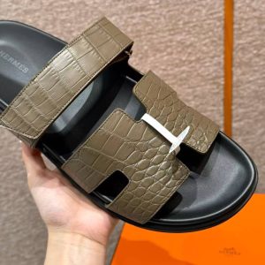 Hermes Chypre Sandal Men Techno-sandal Matte Mississippiensis Alligator Etoupe - Image 11