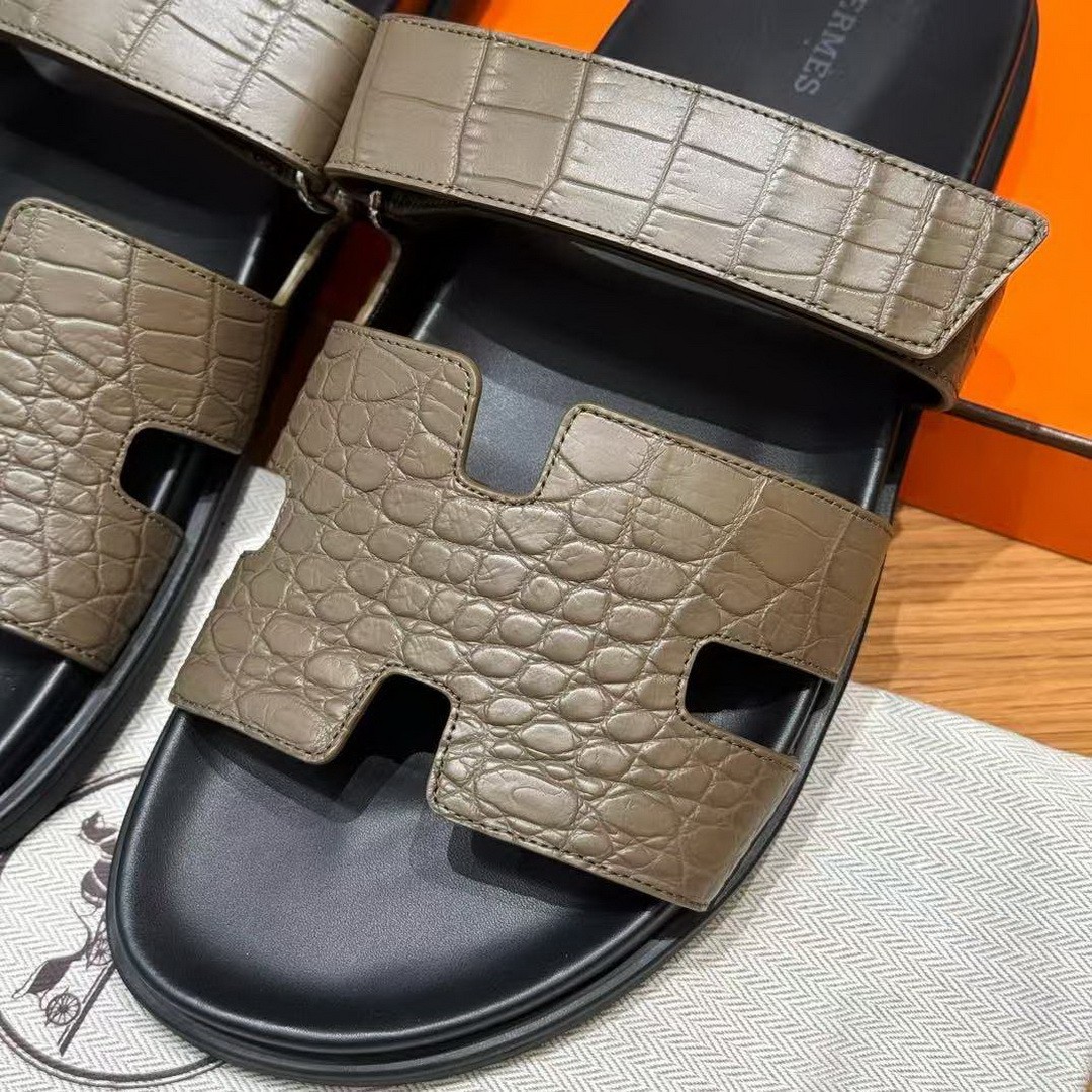 Hermes Chypre Sandal Men Techno-sandal Matte Mississippiensis Alligator Etoupe - Image 10