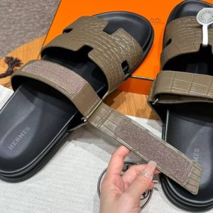 Hermes Chypre Sandal Men Techno-sandal Matte Mississippiensis Alligator Etoupe - Image 8