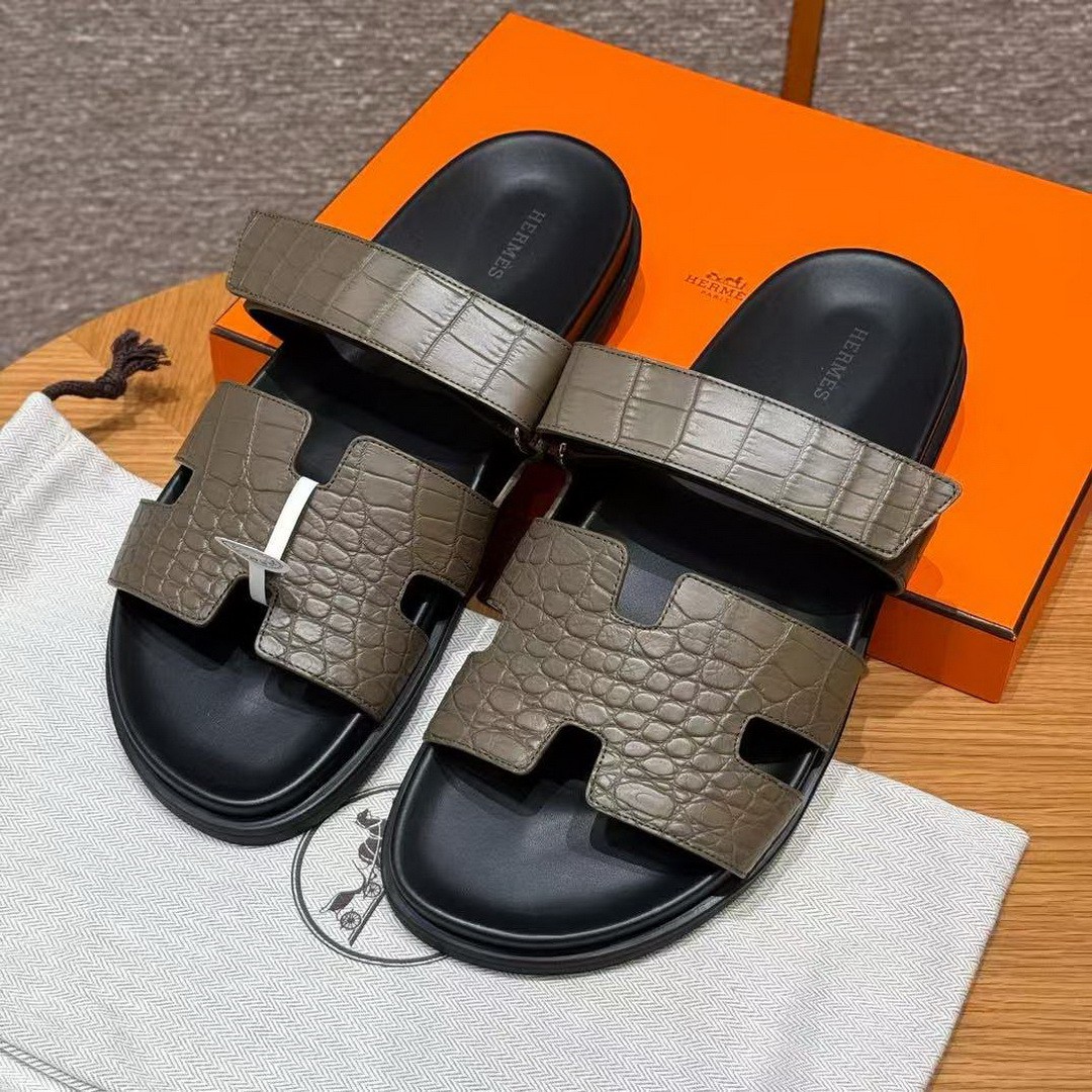 Hermes Chypre Sandal Men Techno-sandal Matte Mississippiensis Alligator Etoupe
