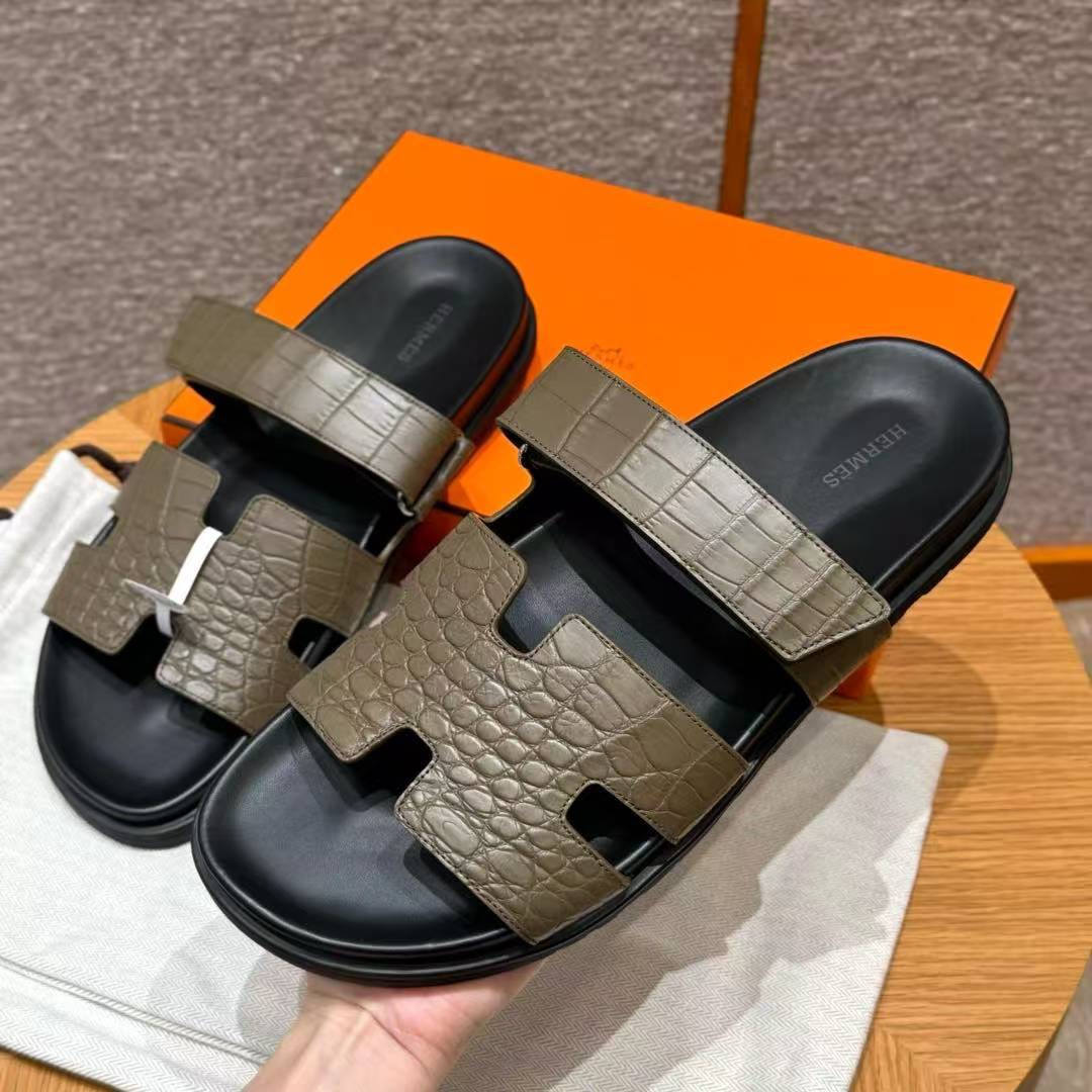 Hermes Chypre Sandal Men Techno-sandal Matte Mississippiensis Alligator Etoupe - Image 6