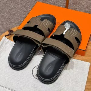 Hermes Chypre Sandal Men Techno-sandal Matte Mississippiensis Alligator Etoupe - Image 5