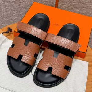 Hermes Chypre Sandal Men Techno-sandal Matte Mississippiensis Alligator Gold