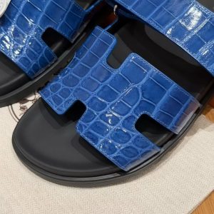Alternative view of Hermes Chypre Sandal Men Techno-sandal Matte Mississippiensis Alligator Lapis Lazuli Blue