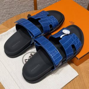 Hermes Chypre Sandal Men Techno-sandal Matte Mississippiensis Alligator Lapis Lazuli Blue - Image 12