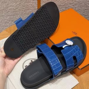 Hermes Chypre Sandal Men Techno-sandal Matte Mississippiensis Alligator Lapis Lazuli Blue - Image 11