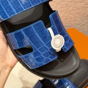 Hermes Chypre Sandal Men Techno-sandal Matte Mississippiensis Alligator Lapis Lazuli Blue - Image 7