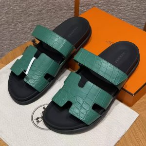 Hermes Chypre Sandal Men Techno-sandal Matte Mississippiensis Alligator Malachite