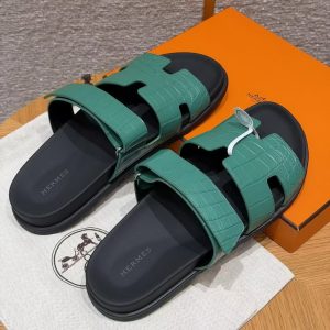 Alternative view of Hermes Chypre Sandal Men Techno-sandal Matte Mississippiensis Alligator Malachite