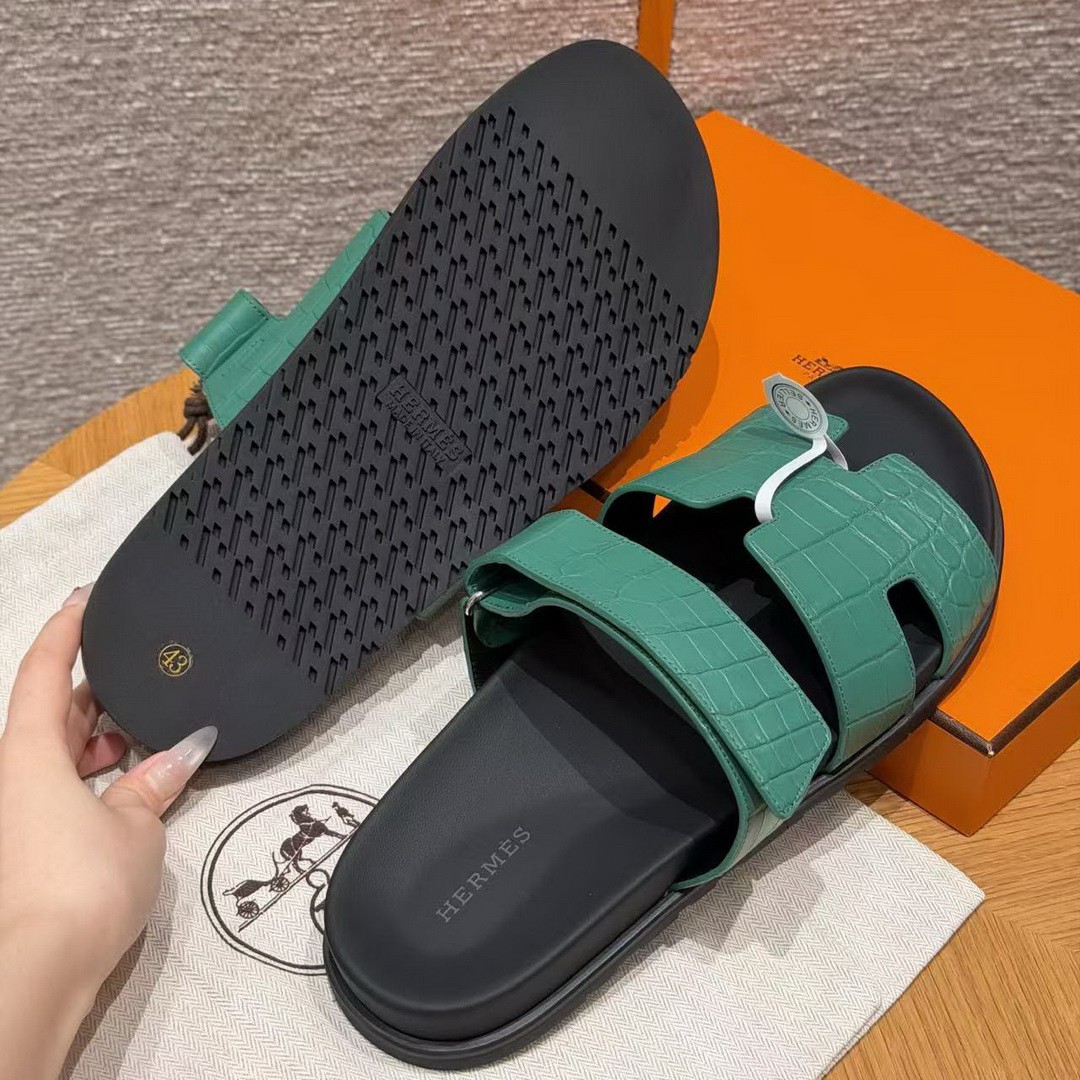 Hermes Chypre Sandal Men Techno-sandal Matte Mississippiensis Alligator Malachite - Image 11