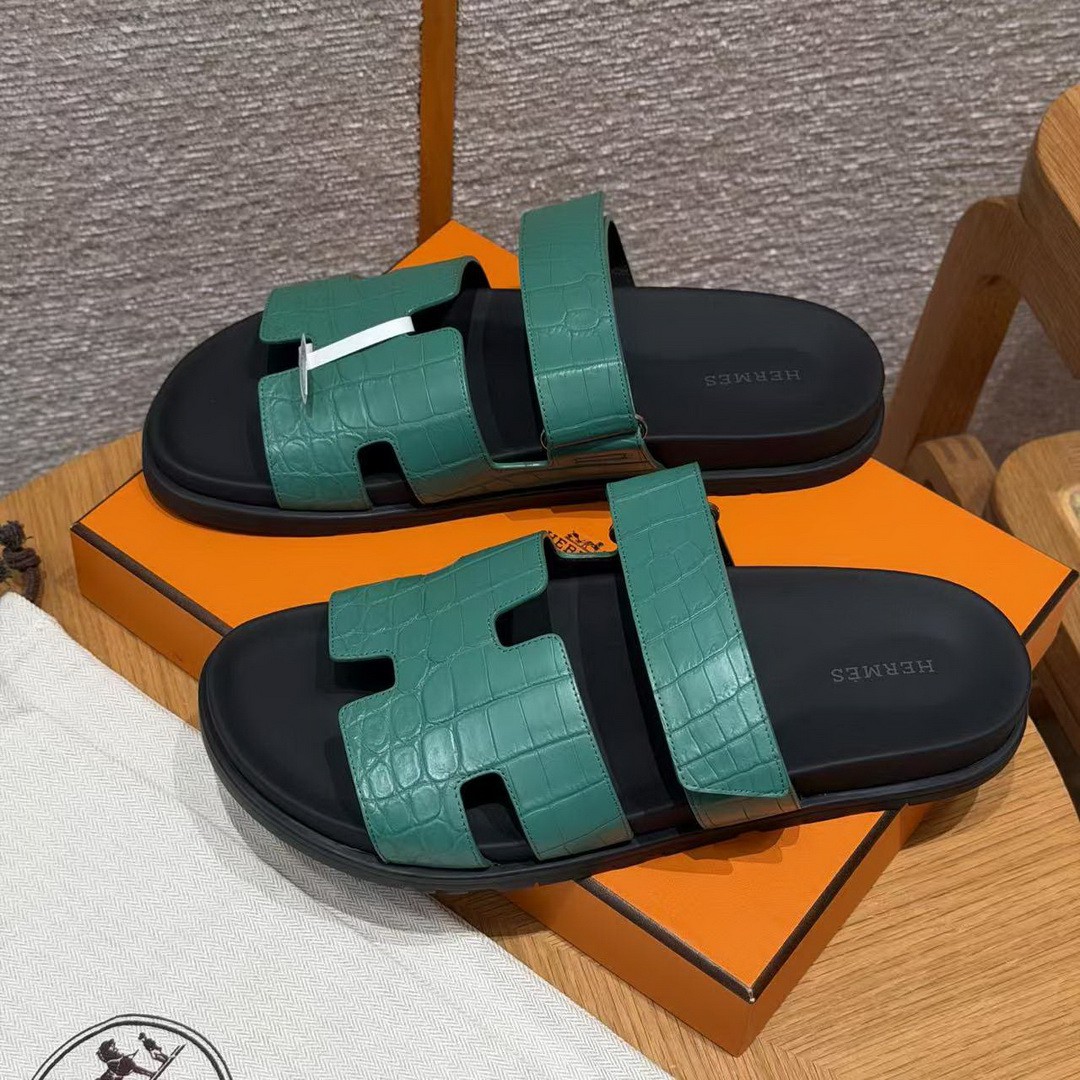 Hermes Chypre Sandal Men Techno-sandal Matte Mississippiensis Alligator Malachite - Image 7