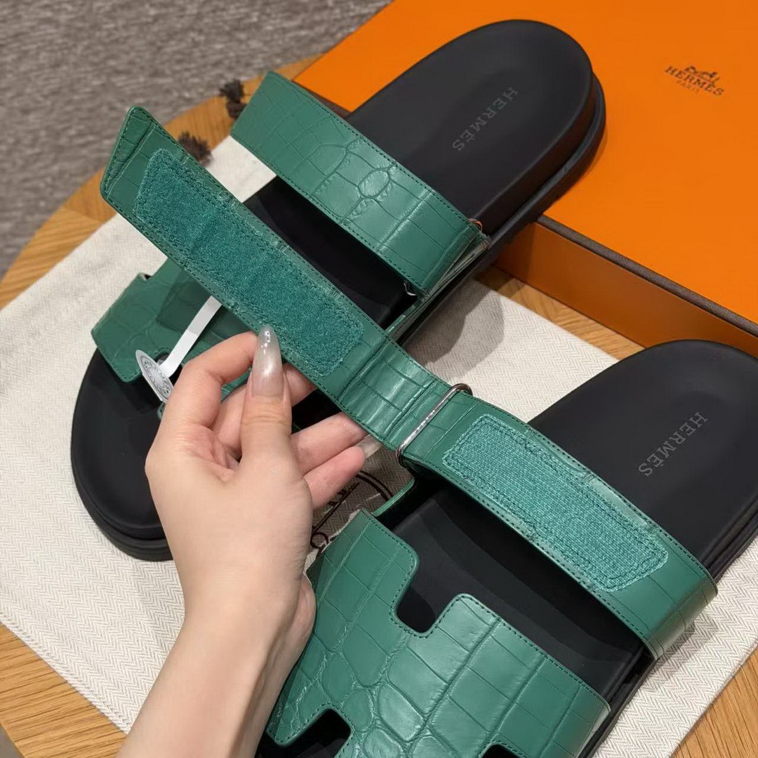 Hermes Chypre Sandal Men Techno-sandal Matte Mississippiensis Alligator Malachite - Image 4