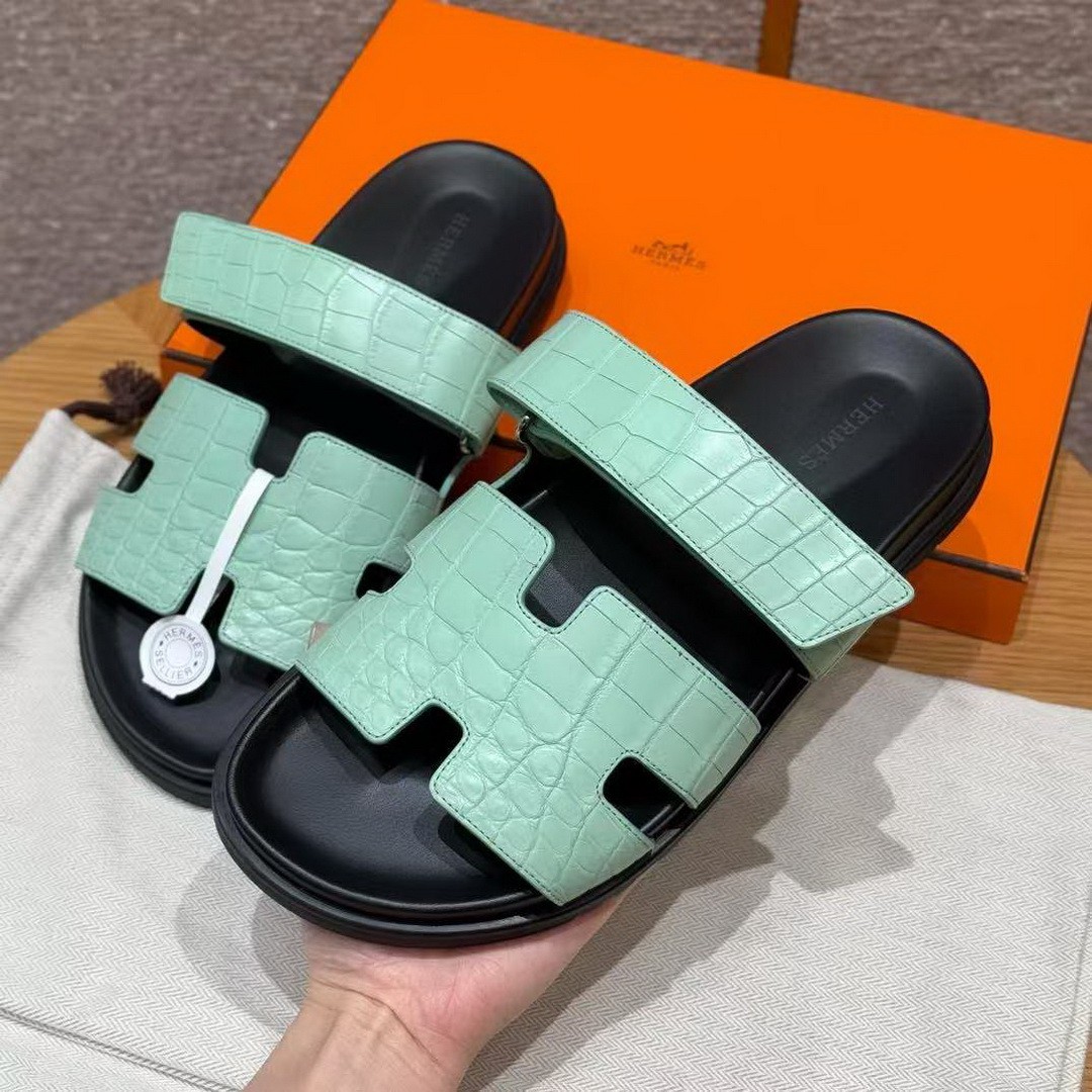 Hermes Chypre Sandal Men Techno-sandal Matte Mississippiensis Alligator Menthe - Image 2