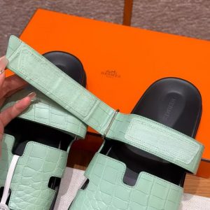 Hermes Chypre Sandal Men Techno-sandal Matte Mississippiensis Alligator Menthe - Image 9