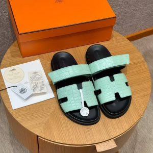 Hermes Chypre Sandal Men Techno-sandal Matte Mississippiensis Alligator Menthe - Image 4