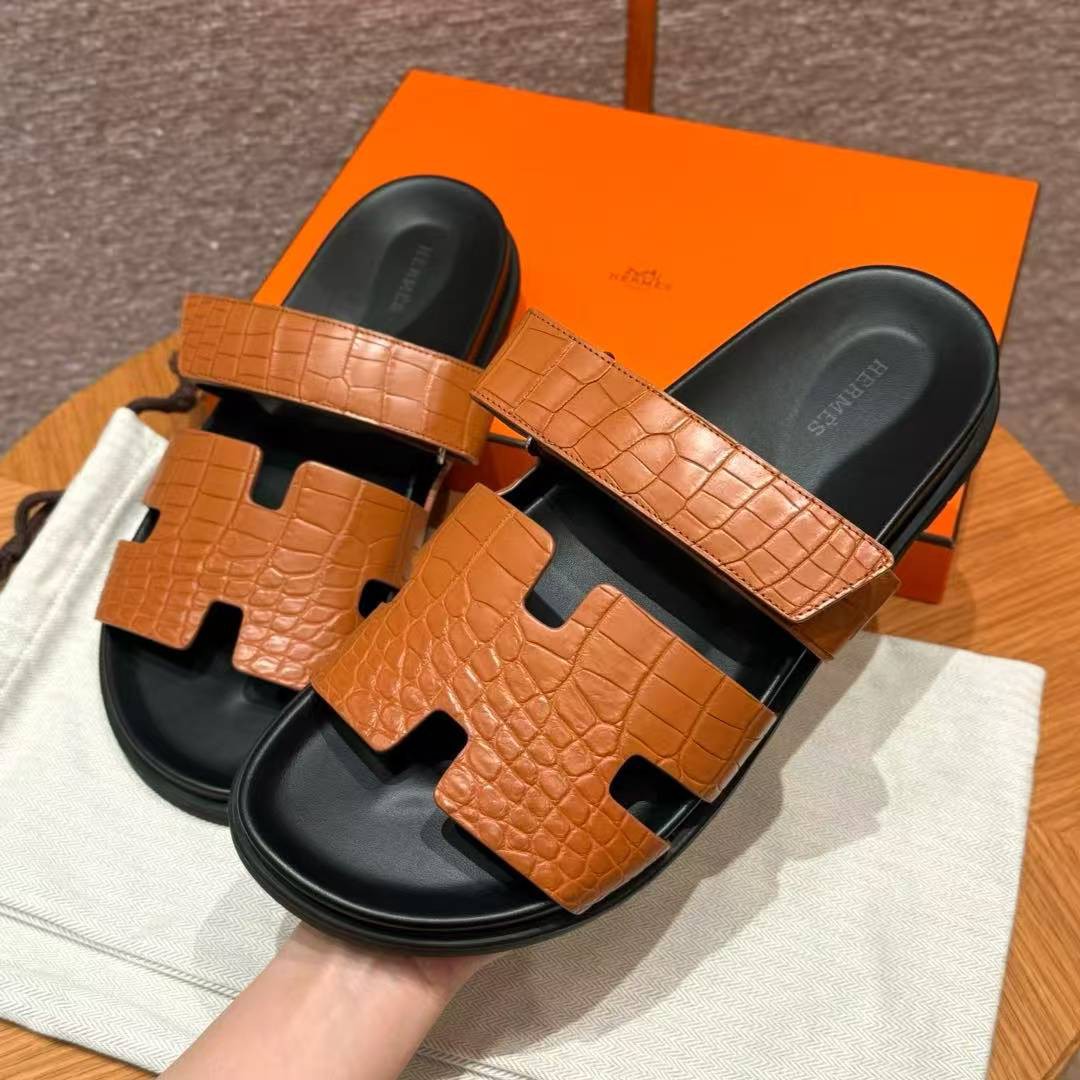 Hermes Chypre Sandal Men Techno-sandal Matte Mississippiensis Alligator Naturel