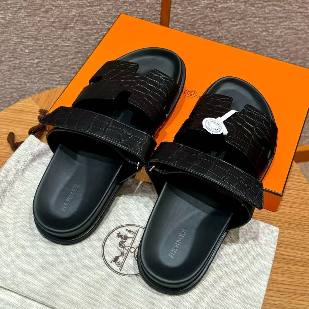 Hermes Chypre Sandal Men Techno-sandal Matte Mississippiensis Alligator Nior - Image 2