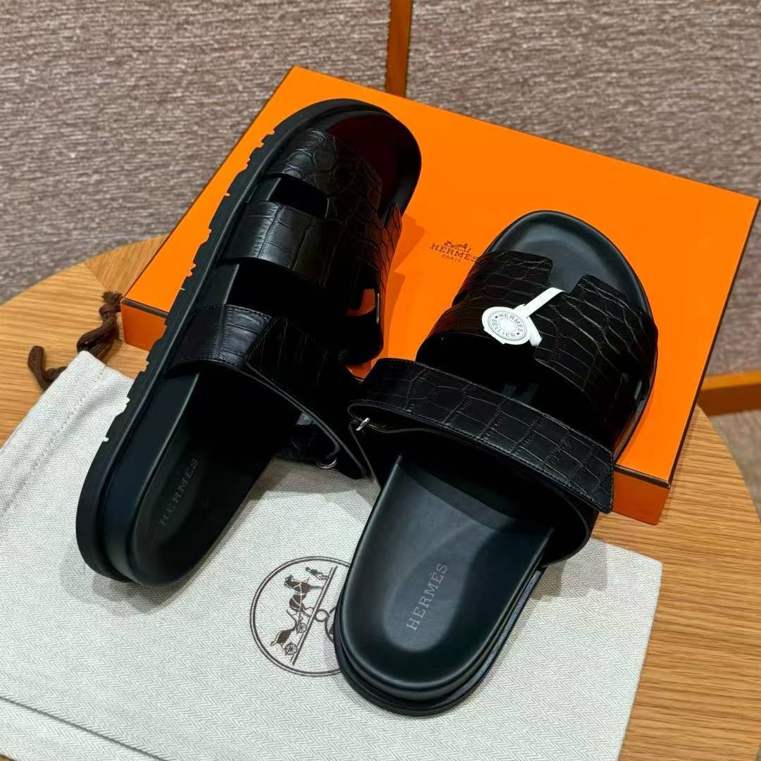 Hermes Chypre Sandal Men Techno-sandal Matte Mississippiensis Alligator Nior - Image 12
