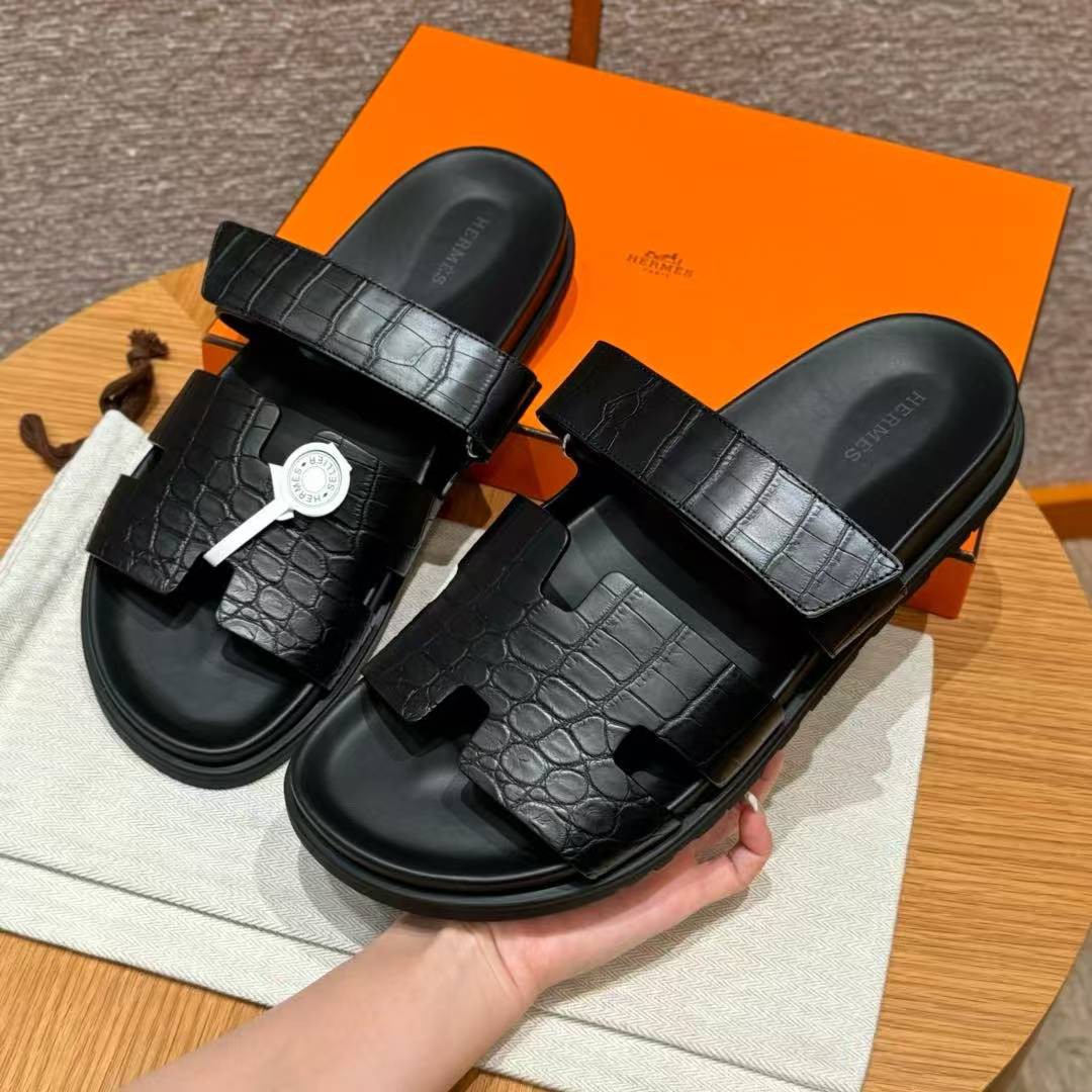Hermes Chypre Sandal Men Techno-sandal Matte Mississippiensis Alligator Nior - Image 11