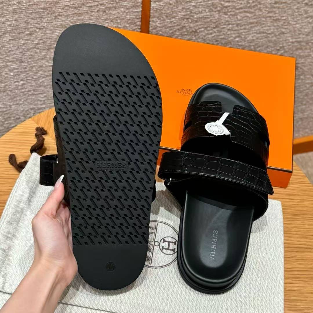 Hermes Chypre Sandal Men Techno-sandal Matte Mississippiensis Alligator Nior - Image 10