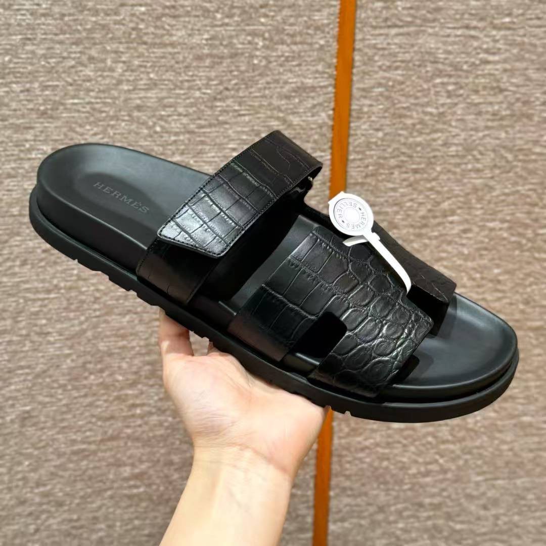 Hermes Chypre Sandal Men Techno-sandal Matte Mississippiensis Alligator Nior - Image 6