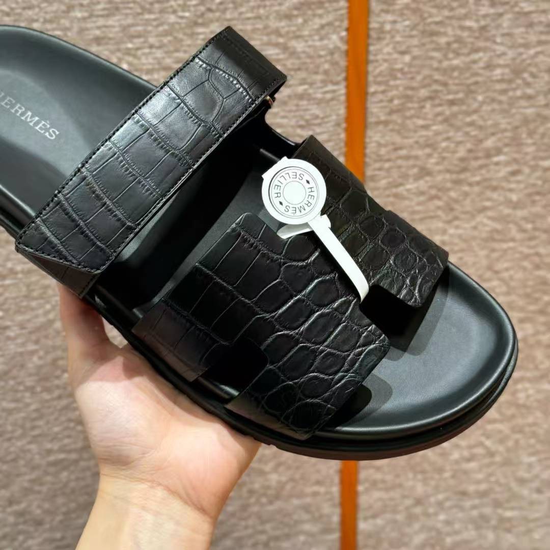 Hermes Chypre Sandal Men Techno-sandal Matte Mississippiensis Alligator Nior - Image 5