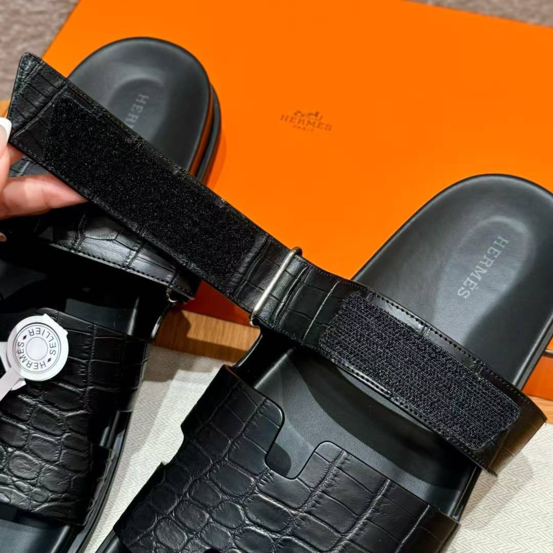 Hermes Chypre Sandal Men Techno-sandal Matte Mississippiensis Alligator Nior - Image 4