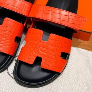 Hermes Chypre Sandal Men Techno-sandal Matte Mississippiensis Alligator Orange - Image 10