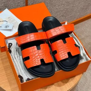Hermes Chypre Sandal Men Techno-sandal Matte Mississippiensis Alligator Orange - Image 4