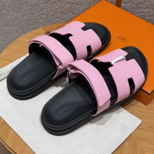 Hermes Chypre Sandal Men Techno-sandal Matte Mississippiensis Alligator Pink - Image 14