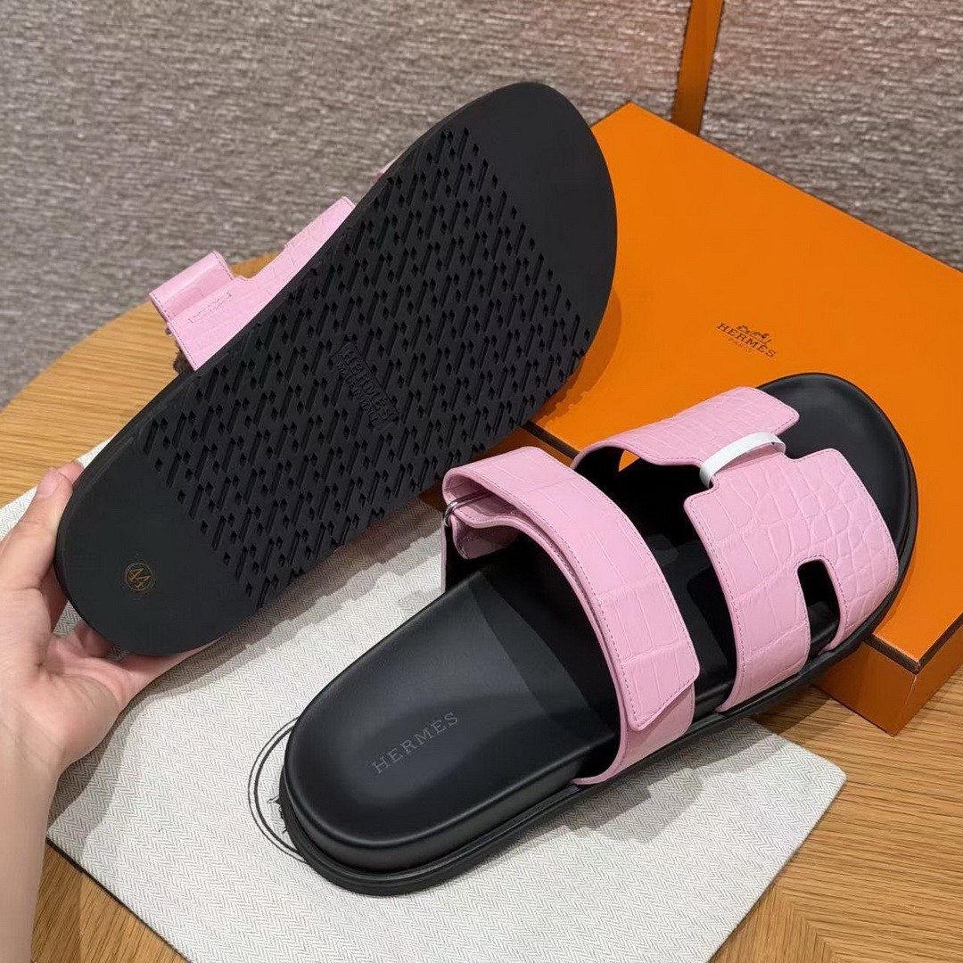 Hermes Chypre Sandal Men Techno-sandal Matte Mississippiensis Alligator Pink - Image 13