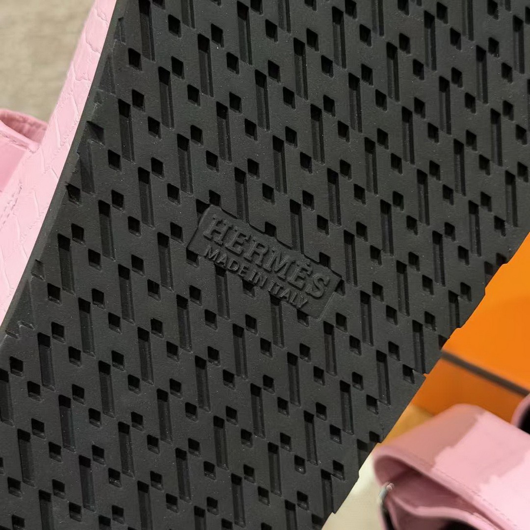 Hermes Chypre Sandal Men Techno-sandal Matte Mississippiensis Alligator Pink - Image 12