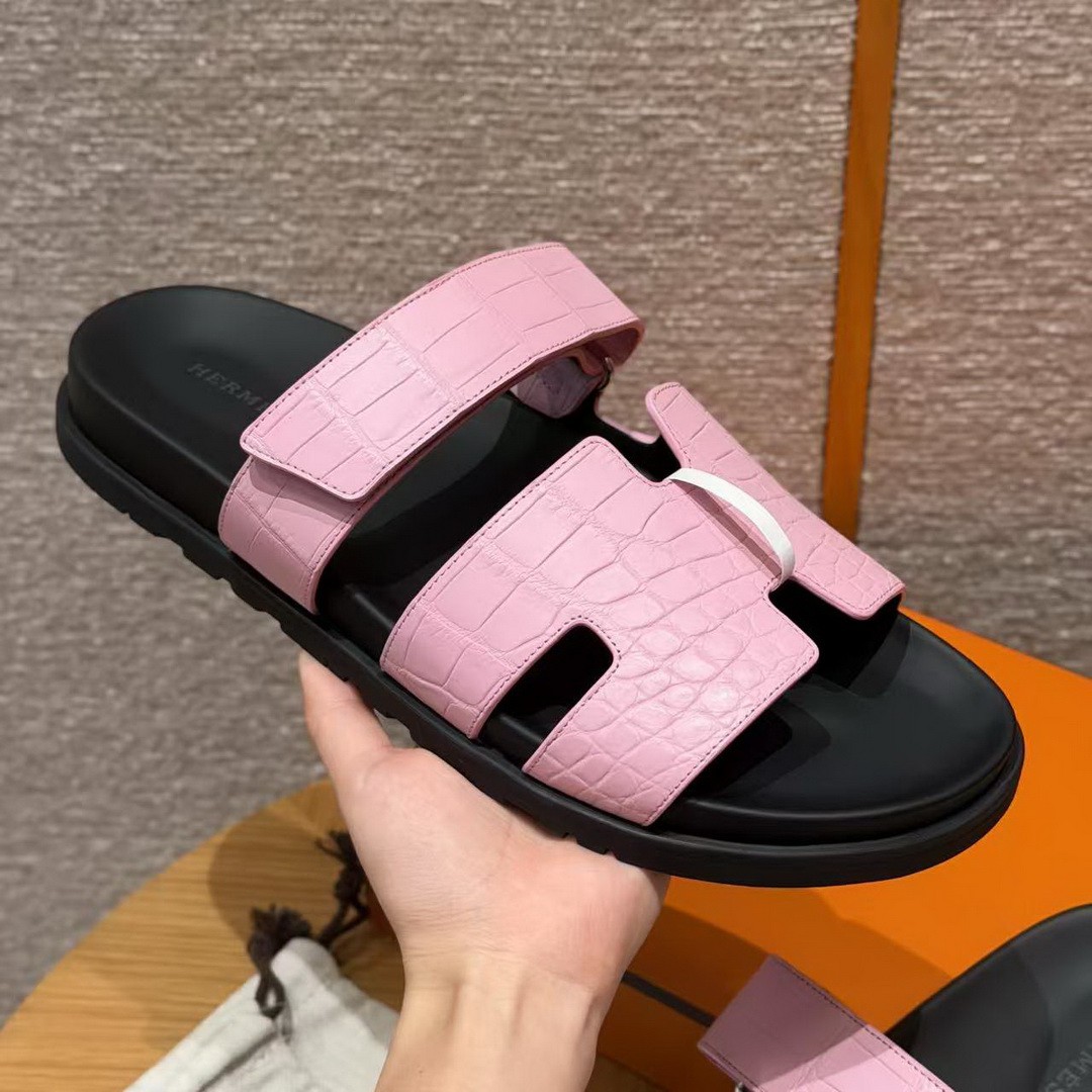 Hermes Chypre Sandal Men Techno-sandal Matte Mississippiensis Alligator Pink - Image 7